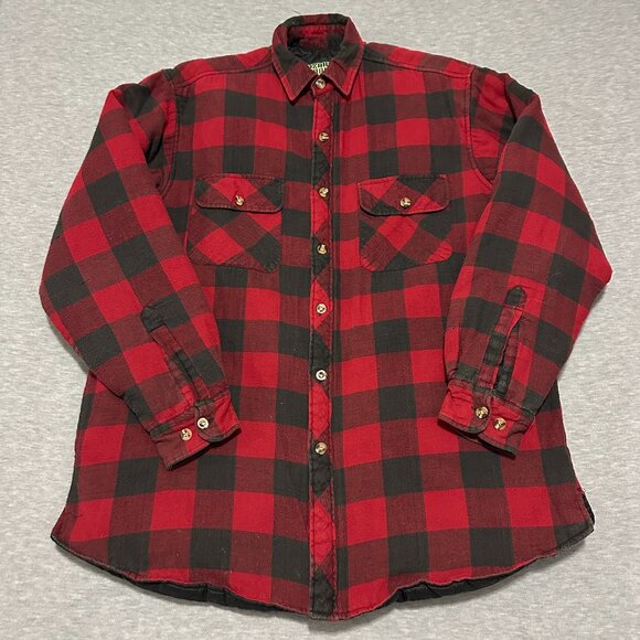 Ozark Trail Quilted Lined Flannel Shirt Mens XL Red Buffalo Checkered Jacket - Picture 1 of 12